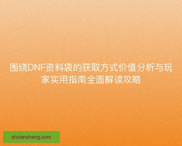 围绕DNF资料袋的获取方式价值分析与玩家实用指南全面解读攻略